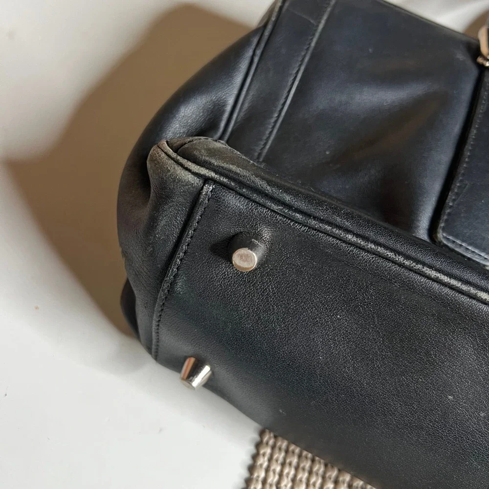 Coach Black Leather Satchel Handbag Silver Hardware 9419 Vintage
